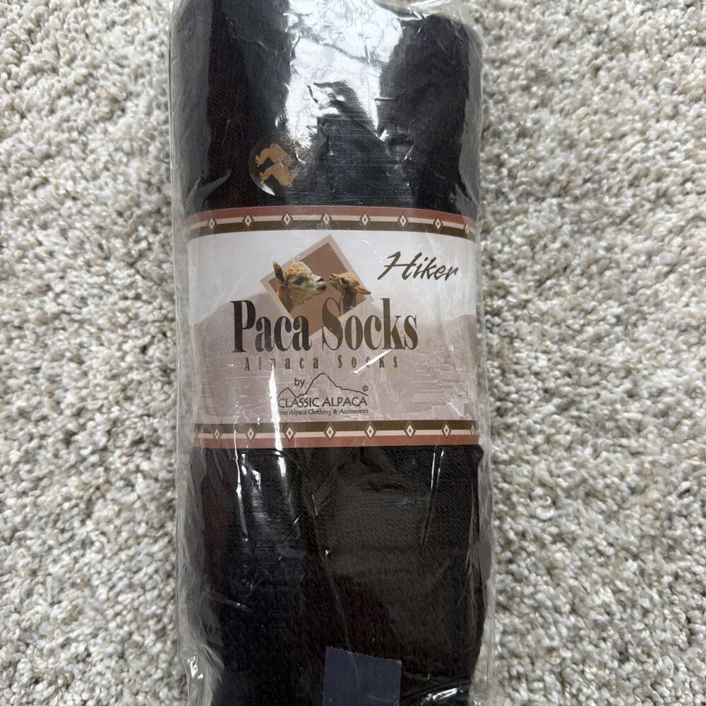 Classic Alpaca Paca Socks Hiker Unisex Black Medium Hiking Wool Socks NWT M